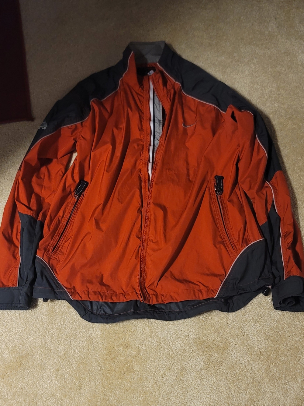 Nike Men's Orange and Black Windbreaker Jacket